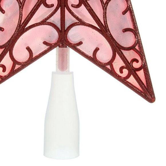 Light Up Shimmer Lattice Star Christmas Tree Topper 11" LED Red Holiday Decor - Picture 7 of 11